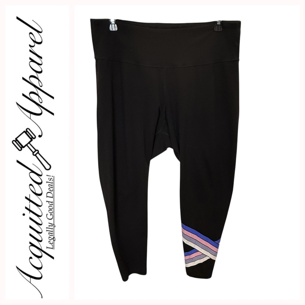 Old Navy Black Track Pants with Purple and Blue Stripes